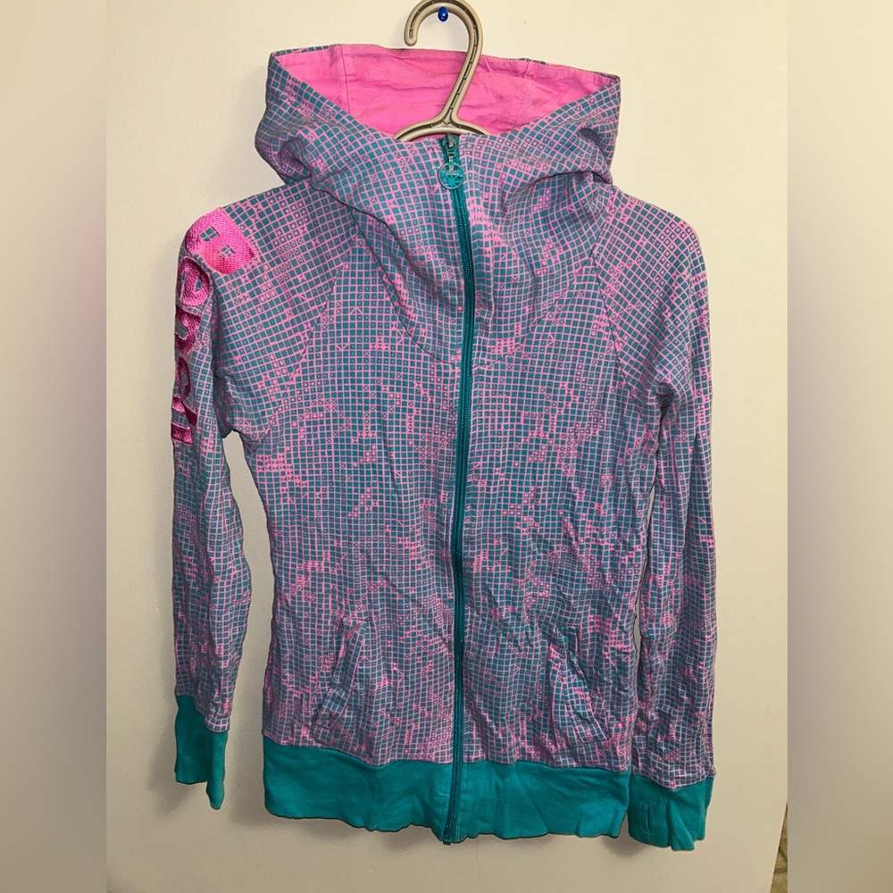 Y2K VINTAGE BENCH | Teal & Pink | Vintage Zip Up Hoodie| Size Medium |